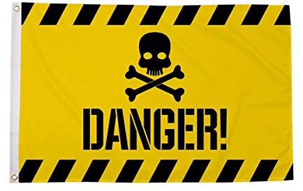 AZ FLAG - Drapeau Danger Tête de Mort - 150x90 cm - Drapeau Danger 100% Polyester Avec Oeillets Métalliques Intégrés - Pavillon 110 g