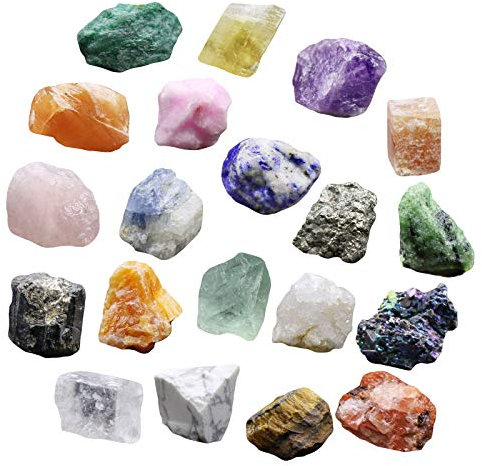 iFCOW 20 Piezas de minerales de la colección de Piedras minerales, educación, geología, Cristales de energía, especímenes minerales Naturales