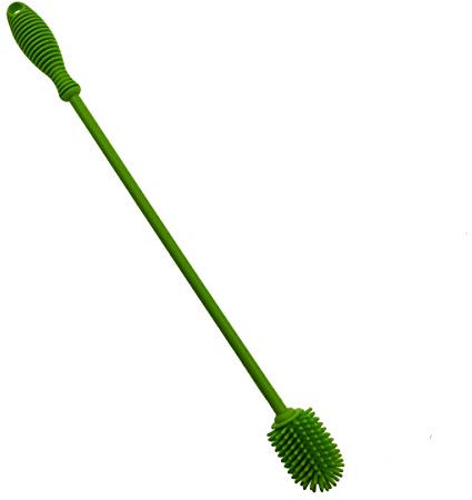 JZK 38cm 15 inch Long Handle Silicone Bottle Brush Cleaner for Long Narrow Drinking Bottle Milk Bottle Flask, Baby Feeding Bottle Cleaning Brush