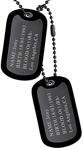 FaithHeart Herren militär Erkennungsmarken Anhänger schwarz Dog Tag mit Text Gravur für Weihnachten Vatertag Valentinstag