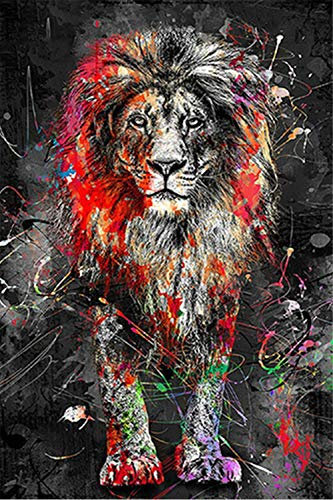 RAILONCH 5D DIY Diamond Painting, Tier Löwe Diamant Malerei Kits, Voller Bohrer Runden Diamant Painting Crystal Strass Stickerei Kreuzstich für Home Wall Decor (50x80cm)