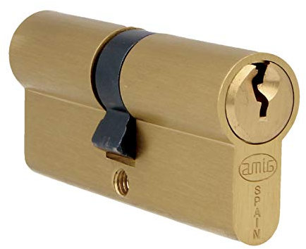 AMIG - Cylindre Securite Porte Entree en Bois - Taille 70 (30-40) mm - 5 Goupilles - Anti-perçage - Lévre de 15 mm - Inclus 3 Clés en Laiton - Fini Chrome Mat