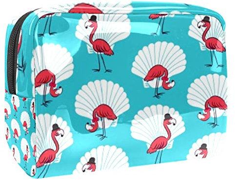 Tragbare Make-up-Tasche mit Reißverschluss, Reise-Kulturbeutel für Frauen, praktische Aufbewahrung, Kosmetiktasche, Gentleman Flamingo, Jakobsmuschel