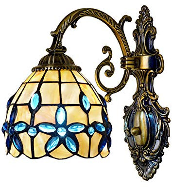 GDLight Mediterran Wand Sconce Lights Tiffany Style blau lila lila wandlampen natürliche Shell windity Lampe für Badezimmer Wohnzimmer betoside Halle Balkon, max40w,B