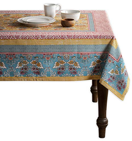 Maison d' Hermine Tischdecken, 100% Baumwolle, 140cm x 180cm dekorative quadratische Oster-Tischdecke, waschbare Tischdecke für Feiertagsessen, Hochzeit, Babyparty, Marquise – Frühling/Sommer