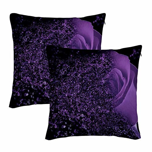 WONDERTIFY Kissenbezüge mit Rosenmotiv, romantisch, quadratisch, für Dekokissen, Bett, Couch, Sofa, 45,7 x 45,7 cm, 2 Stück
