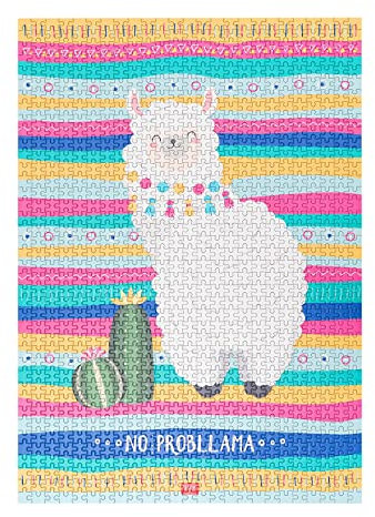 Legami-Puzzle mit 1000 Teilen, mit Anleitungsposter und Stoffumschlag, Brettspiel, in plastifizierter Pappe und Stoff, Llama Thema, 68 x 48 cm