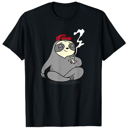 lustige Kiffer Zubehör Marihuana Gras Weed Faultier Cannabis T-Shirt