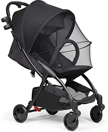 Beberoad 2 in 1 Moskitonetz mit Sonnenschutz für Kinderwagen & Buggy, Universalgröße Sonnenschutz für Kinderwagen, UV-Schutz 50+, Reißfest & Waschbar| Idealer Schutz vor Sonnenlicht, Schwarz