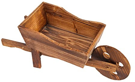 mozhixue Flower Pot Wooden Cart Country Flower Cart Planter Decorative Wooden Garden Planter with Wheels Flower Pot Wheelbarrow Planter Wheelbarrow Decoration Succulent Flower Pot,A