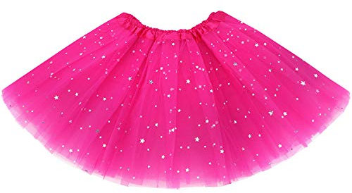 Auranso Tüllrock Kinder Mädchen Röcke Tutu Prinzessin Ballettrock Minirock Tanzkleid Partykleid 2-7 Jahre Rosarot