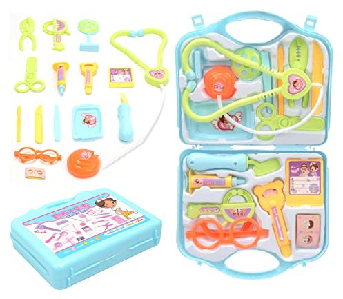15 Pezzi Valigetta Dottore Bambini, Sonwaha Valigetta del Dottore Kit Medico Giocattolo con Stetoscopio Per Cure Mediche Bambino 3 4 5 Anni Giochi Valigetta Dottore Bambini