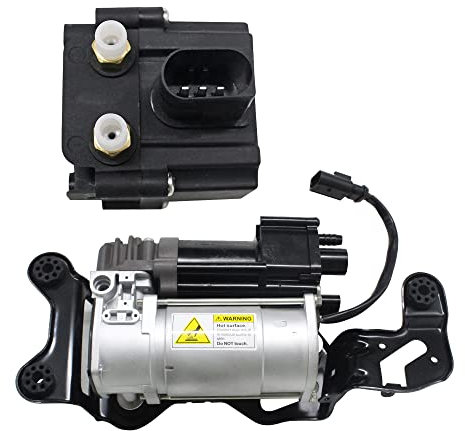 AIRSUSFAT Air Suspension Compressor Pump with Bracket Compatible with BMW X5 F15 F85 F86 X6 F16 & Valve Block