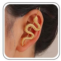 TseenYi Ohr Wrap Crawler Haken Ohrringe Gothic Schlange Ohr Crawler Ohrringe Schlange Ohr Manschette Ohrringe Gold Schlange Ohr Climber Ohrringe Punk Ohrschmuck Für Frauen Und Mädchen (1pcs)