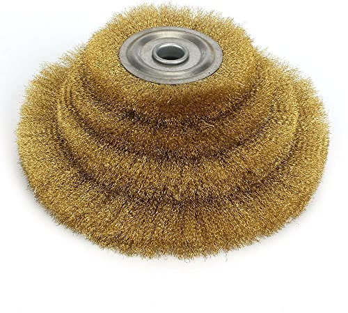 ARMYJY Messingbeschichtete Drahtbürste Rad, 250–25 mm, rotierende Drahtbürste, weich, flach, Messing, Kupferdrahtbürste, Polierscheibe, gecrimpt für Schleifmaschine