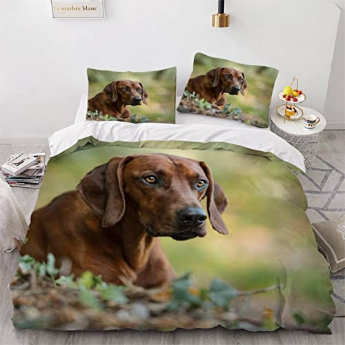 Rhodesian Ridgeback Bettwäsche 135x200 Kinder Bettwäsche Tierischer Hund Weiche Mikrofaser Bettbezug mit Reißverschluss Jungen Mädchen Bettwäsche-Set 3D Motiv Bettbezüge mit 2 Kissenbezug 80x80