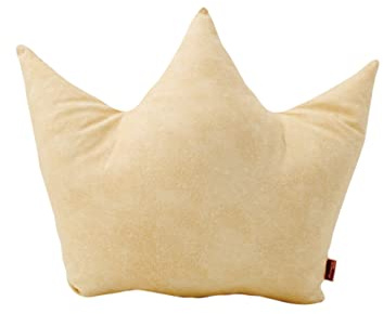 POWER INN Kronenkissen groß ca. 42x35cm | universelles Dekokissen | gemütliches Sofakissen | Kuschelkissen zum Träumen und Schlafen | 100% Baumwolle, Öko Tex 100 Premium Füllwatte (Hellgelb gemustert)