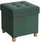 SONGMICS Sgabello portaoggetti piccolo pouf pieghevole, 38 x 38 x 40 cm, poggiapiedi cubico con deposito, carico fino a 300 kg, per soggiorno, camera da letto, dormitorio, verde retrò LSF014C11