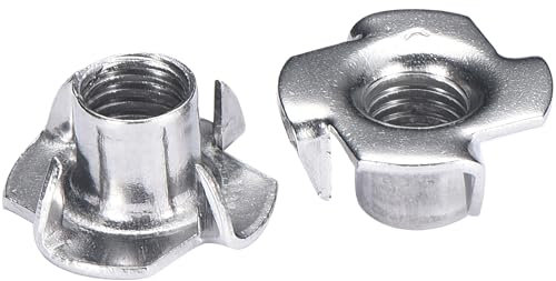 Bolt Dropper T-Nuts - Stainless Steel 4-Pronged Tee Nut, M10x13mm - Dependable Hardware for Fastening Wood, Particle or Composite Material Workpieces - Set of 25