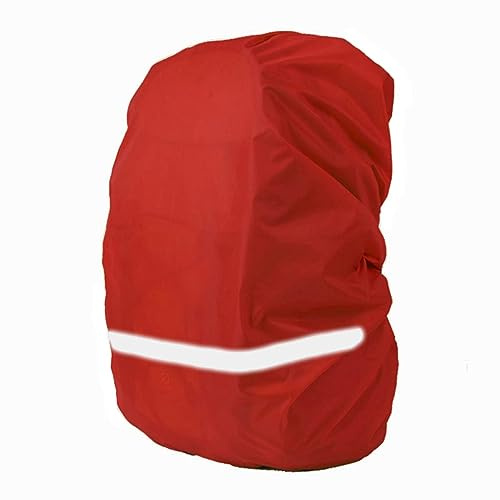 König Design Rucksack Regenschutz für 41-55 l: Schulranzen Regenschutz, reflektierende Rucksack Schutzhülle Wasserdicht Regenhülle Rucksack – ideal zum Wandern Camping Radfahren Reisen Rot