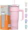 Autsel 40oz Trinkbecher mit Deckel und Strohhalm,1200ml Thermobecher mit Strohhalm und Henkel, Doppelwandiger Edelstahl Vakuum Isolierbeche Kaffeebecher to Go, Tragbare Auto Becher
