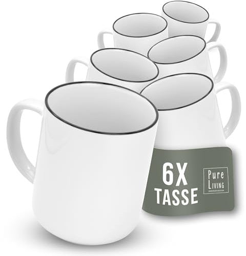Vajillas Completas de Porcelana Scandi - Juego de tazas Blancos Modernos para 6 Personas - Diseño Escandinavo, Aptos para Lavavajillas - Set de Vajilla Completa, Tazas Premium - Pure Living