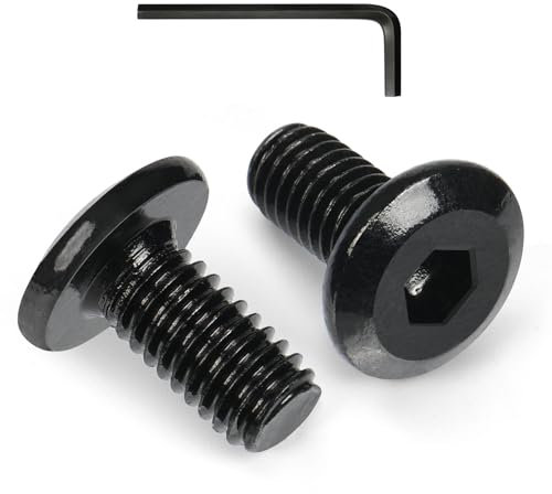 VGBUY M8-1,25 x 15 mm, 40 vis hexagonales à tête plate, boulons métriques M8, en acier inoxydable 304 18-8, plaqué zinc noir, filetage complet, avec clé hexagonale