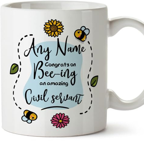 MUGFFINS Tazas Personalizadas para FUNCIONARIA - En Inglés - Thanks For Beeing - 11 oz / 330 ml - Regalo Personalizable original y divertido