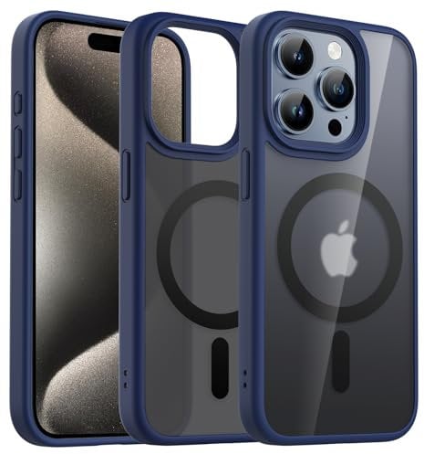 OLEPHY Magnetic Case for iPhone 15 Pro Case Compatible with MagSafe, [Translucent Matte Back,Anti-Fingerprints Anti-Scratch Never Yellowing] [Military Grade Drop Protection] Phone Cover (6.1), Blue