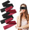 Prasacco 4 Stück Satin Augenbinde, Weiche Schlafmaske 150 x 7 cm Verstellbare Augenabdeckung Reise-Augenmaske Satin Augenmaske für Frauen, Männer, Erwachsene, Paare (2 Schwarz + 2 Weinrot)