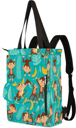TropicalLife Rucksack Affe mit Banane für Damen, Herren, Kinder, Jungen, Mädchen, Affe, lässiger Rucksack, 13,3 l, Tragetasche, Rucksack, Schule, Büchertasche, Reise, Laptoptasche, Tagesrucksack,