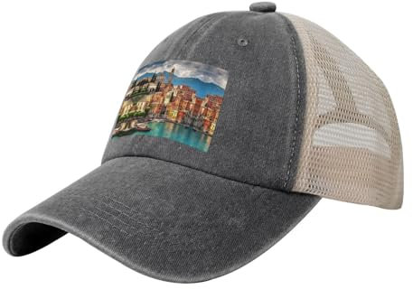 Schöne italienische Cowboy-Mesh-Baseballkappe – Premium-Trucker-Mütze für Herren mit verstellbarem Verschluss, Mesh-Snapback-Hüte für Herren, dunkelgrau (Deep Heather), Einheitsgröße
