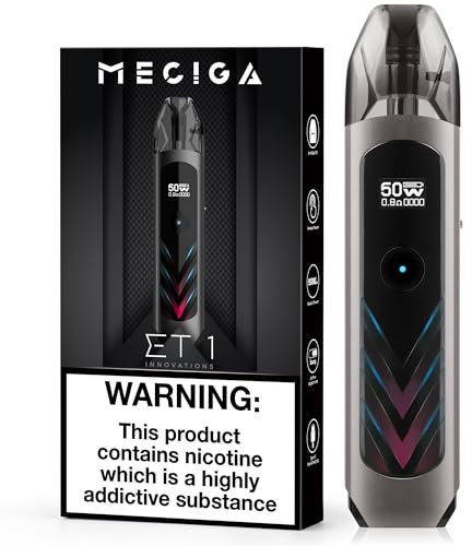 MECIGA Vape Kit Rechargeable 1000mAh Battery E Cigarette Refillable with 2ml Cartridge MTL Pod System, Nicotine Free