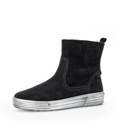 Gabor Damen Combat Boots, Frauen Stiefeletten,Lammfell,Winterstiefel,Winterschuhe,gefüttert,Stiefel,Bootee,Booties,schwarz,44 EU / 9.5 UK