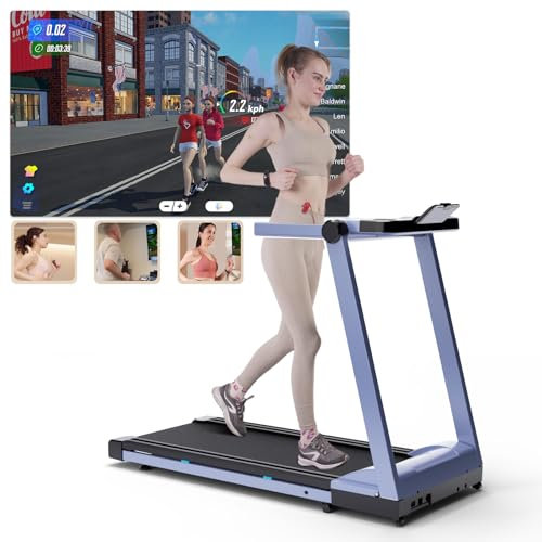 DeerRun Raceable Laufband Geeignet für High-Tech-Geräte, Laufband für Zuhause mit 158 KG Tragfähigkeit und APP-Steuerung, 2573W Treadmill Klappbar mit Trainingskursen und Multi-Runner-Rennen