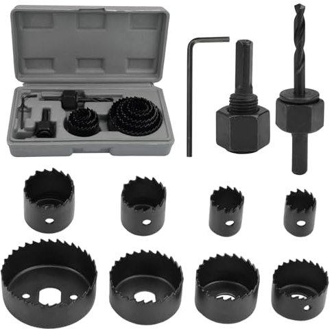 11 Pezzi Kit Sega a Tazza, 19mm-64mm Sega a Tazza per Legno, Set di Seghe a Tazza, Scciaio al Carbonio per la Realizzazione Accurata di Fori in Legno, Pannelli in PVC, Plastica