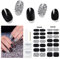 Nagelfolie UV Härtend -28 Stück Halb ausgehärtete Gel Nagelstreifen Halloween Nail Sticker Nagelfolien Selbstklebend, Long Lasting Art Stickers DIY für Damen Mädchen (Black)