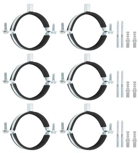 sourcing map 10 Pcs Adjustable Pipe Bracket Clamp, 3(76mm) Wall Ceiling Mount Split Ring Pipe Hanger Galvanized Iron Pipe Strap Support with Screw & Expansion Tube for Pipe Tube