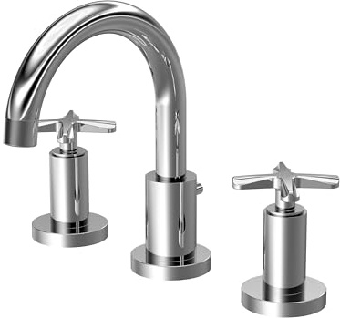 Balterley Bathroom Sink Taps, Basin Mixer Tap with 3 Hole, Dual Crosshead Handles Temperature Control Bathroom Tap, Round Body, Curve Spout Mixer Taps - 130 x 175 x 190mm (Chrome)