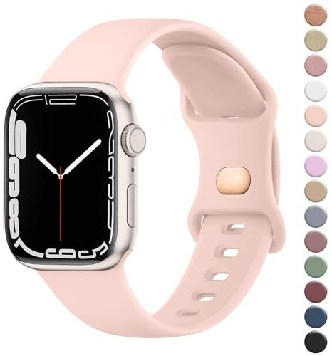 Strap for Apple Watch Straps 49mm 46mm 45mm 44mm 42mm for Women Men, Soft Silicone Sport Band for iWatch Series 10 9 8 7 SE 6 5 4 3 2 1 Ultra (Pink sand,49mm/46mm/45mm/44mm/42mm(Series 3 2 1))