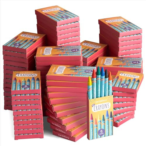 THE TWIDDLERS - 200 Boxen Wachsmalstiften (1200 Stück), 6 Farben - Gastgeschenke, Mitbringsel, Mitgebsel für Kindergeburtstag, Kindergarten, Grundschule