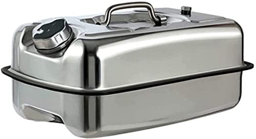 AEGCAOJH Benzinkanister Heizöltank, 5/10 l 304 Edelstahl für Fahrzeuge Camping Metallkanister mit Kraftstoffkanister und Ausgusssystem, Benzineimer mit 3 Griffen (Farbe: A, Größe: 10 l)