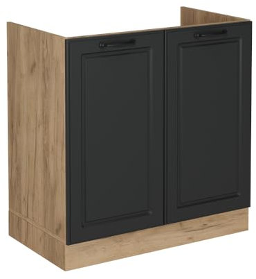 Vicco Spülenunterschrank R-Line, Anthrazit Landhaus, 80 cm ohne Arbeitsplatte