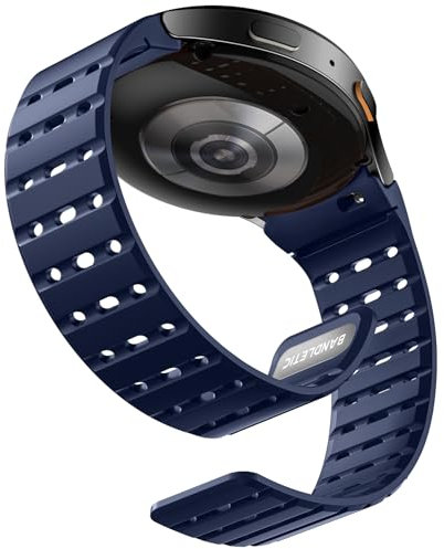 Bandletic Magnetic Strap Compatible with Samsung Galaxy Watch 7 6 5 4 44mm 40mm/6 Classic 43mm 47mm/ 5 Pro 45mm/ 4 Classic 42mm 46mm Soft Silicone DarkBlue Replacement Bands for Galaxy Watch for Men