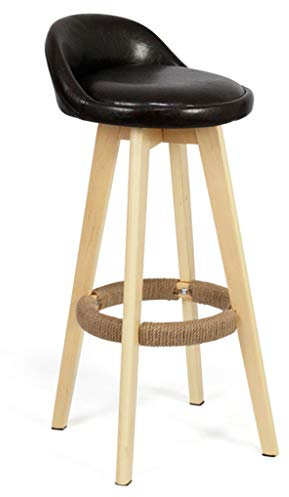 Vintage Barhocker mit PU-Sitz und Massivholzbeinen, Hochstuhl für Kneipe, Café, Esszimmer, max. Belastung 200 kg