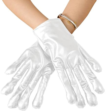 SpetngSake Silberne Handschuhe Kurze,Alien-Silber Handschuhe,Lang 22CM Herren Damen Lackleder Handschuh,Hand kostüm Silber Metallic,Alien Kostüm Handschuh für Mottoparty,Karneval,Space,Weltall