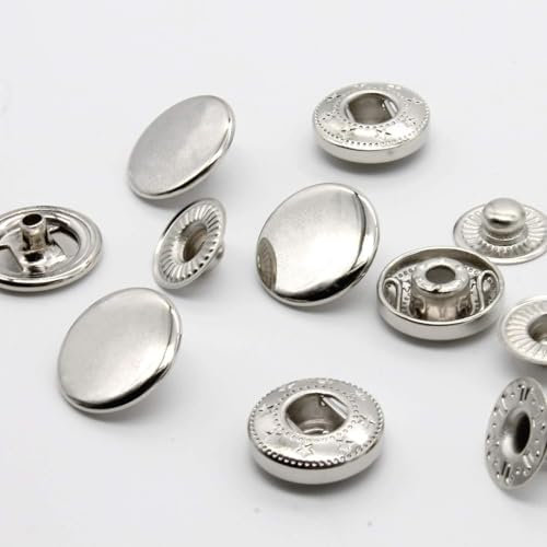 20set Druckknöpfe Silber, 15mm Metall Druckknopf für Nähen, Kleidung, Brieftasche, Handwerk DIY(Silber)