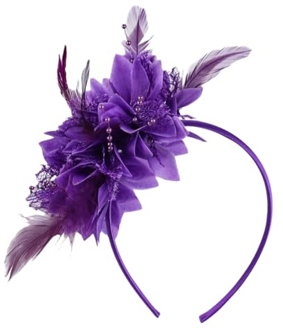 HSTWODE Feder Haarreif mit Künstlichen Blumen, 1920er Fascinator Kopfschmuck für Damen, Feder 20er Jahre Stirnband für Karneval Cocktail Hochzeit Tee-Party Accessoires