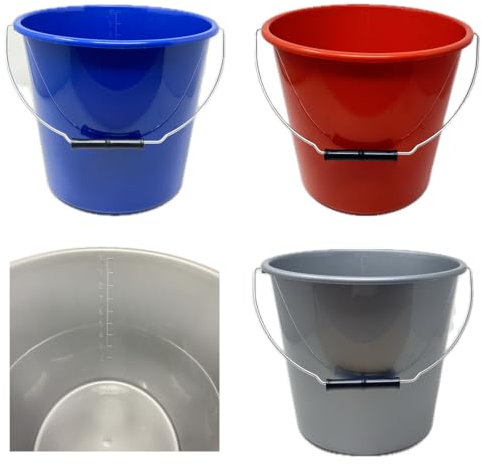 Haushaltseimer Praktischer Putzeimer & Wassereimer für Haus & Garten Erhältlich in 5L oder 10L Farbliche Sortierung (Blau, Rot, Grau) - robuste & langlebige Qualität (10 Liter)