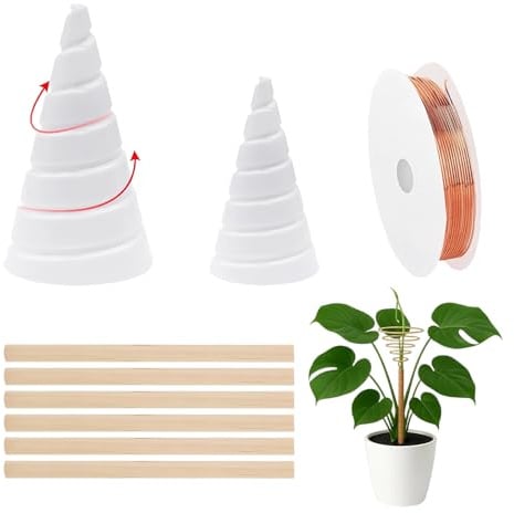 AMONENZ Kupferdraht Elektrokultur Gartenwerkzeug | Gardening Reiner Copper Wire 2.5m, 2 Kupferspirale Coil Winding Jig, 6 Pflanzen Stütze Holzpfahl, für Pflanzen und Gemüse